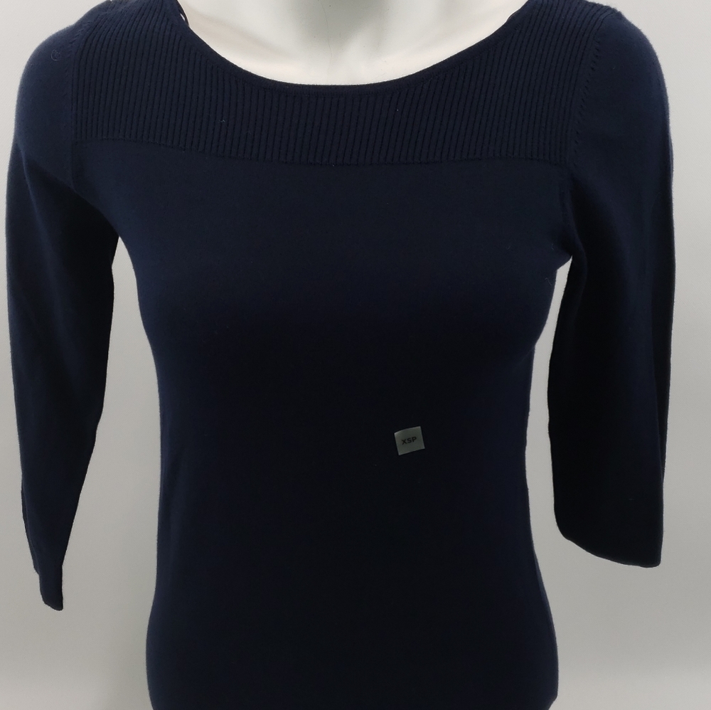 Ann Taylor Petite Navy Blue Blouse